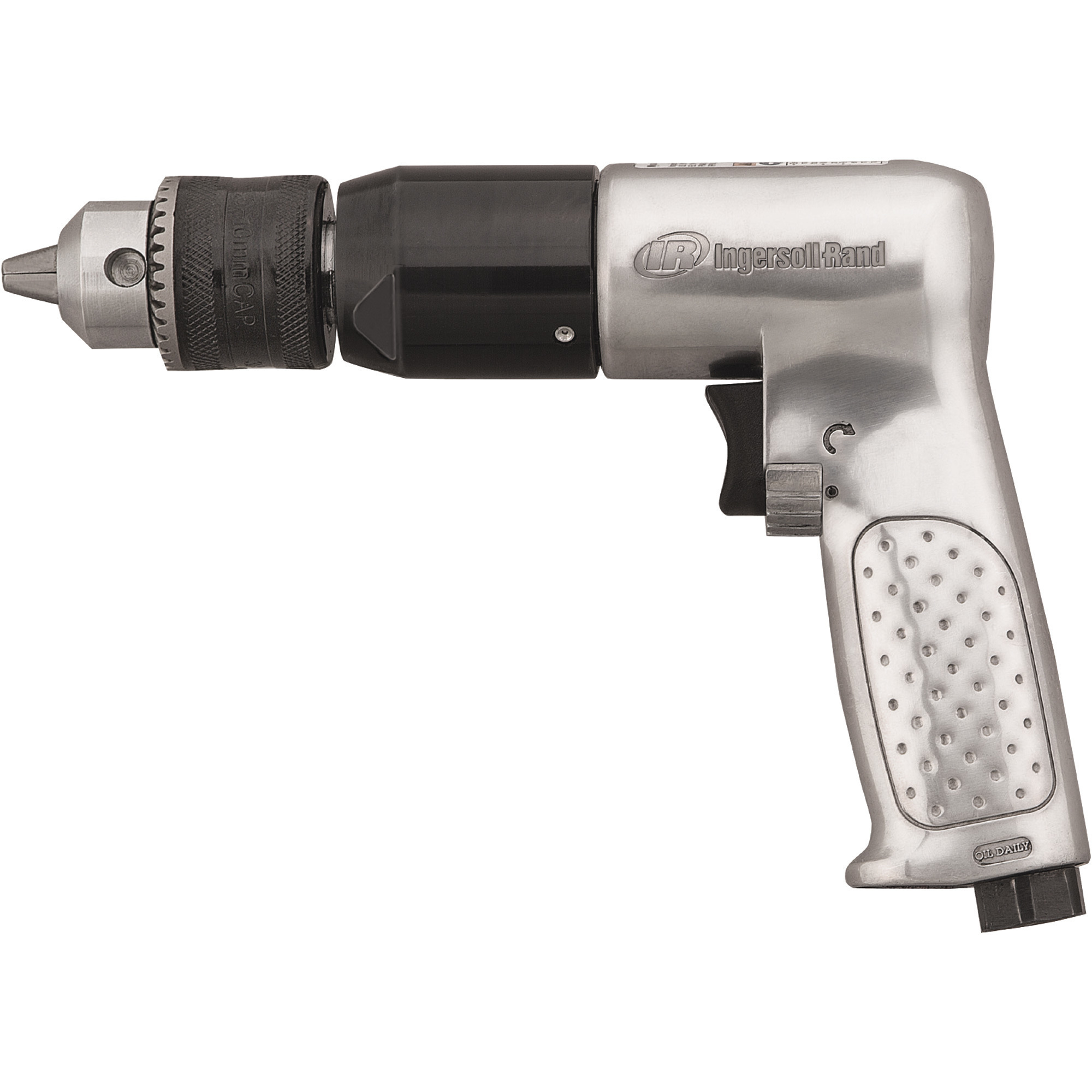 Ingersoll Rand Reversible Quiet Technology Air Drill, 1/2in. Keyed Chuck, 500 RPM, 4 CFM, Model# 7803RA